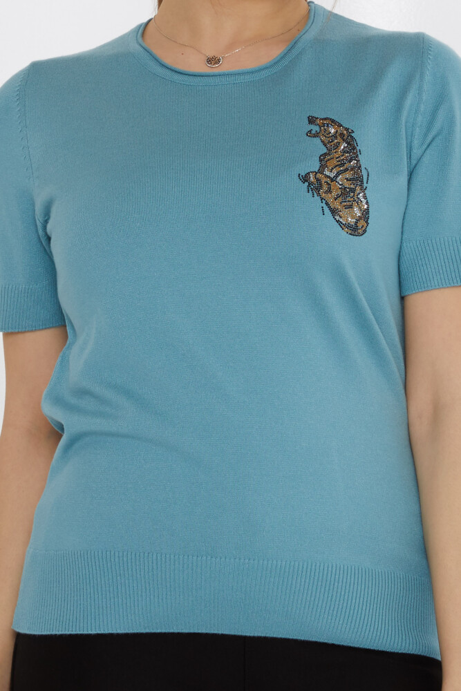 Knitted Sweater Tiger Stone Embroidered Mint - 31596 | KAZEE (Set of 3 M-L-XL) - 3