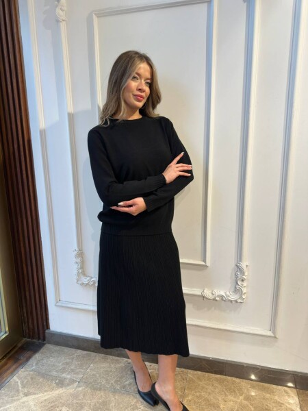 Knitted Sweater with Glitter Trim Black - 32203 | KAZEE (3-Piece Set L-XL-2XL) - KAZEE