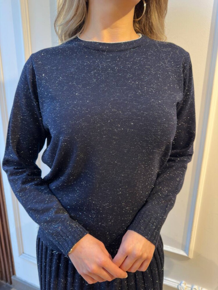 Knitted Sweater Glittery Trim Navy Blue - 32203 | KAZEE (3-Piece Set L-XL-2XL) - 4