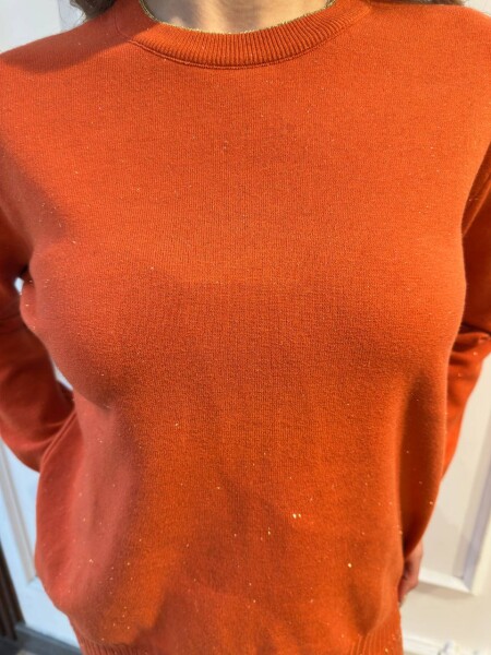 Knitted Sweater - Glittery Trim - Orange - 32203 | KAZEE (3-Piece Set L-XL-2XL) - 5