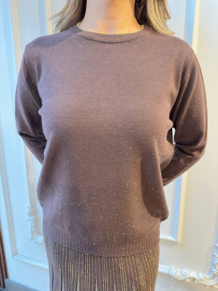 Knitted Sweater Glittery Trim Brown - 32203 | KAZEE (3-Piece Set L-XL-2XL) - 5