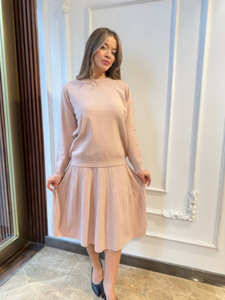 Knitted Sweater Glittery Trim - Powder Pink - 32203 | KAZEE (3-Piece Set L-XL-2XL) - 4