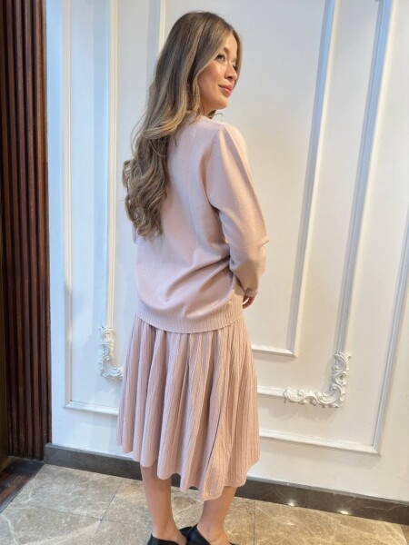 Knitted Sweater Glittery Trim - Powder Pink - 32203 | KAZEE (3-Piece Set L-XL-2XL) - 6