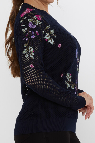 Knitted Sweater Openwork - Navy Blue - 31163 | KAZEE (3-Piece Set S-M-L) - 3