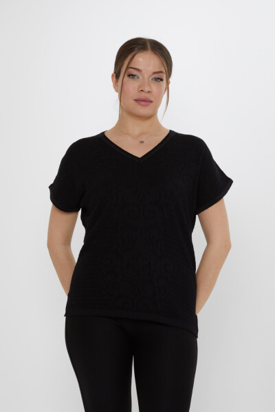 Knitted Sweater Slit Detail Black - 31249 | KAZEE (3-Piece Set L-XL-2XL) - 2