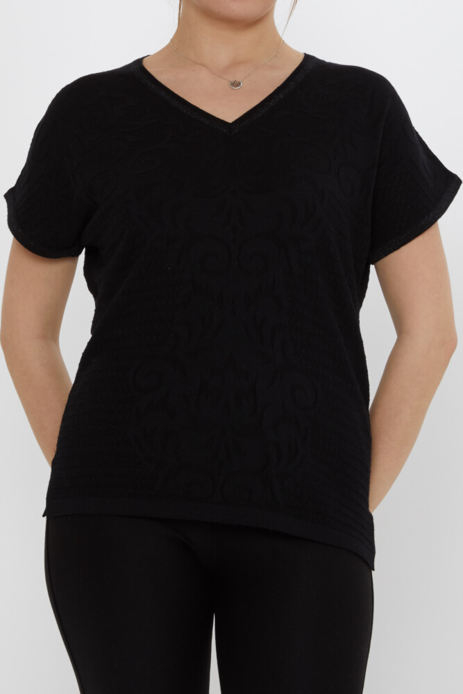 Knitted Sweater Slit Detail Black - 31249 | KAZEE (3-Piece Set L-XL-2XL) - 3