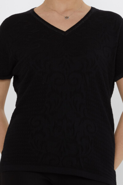 Knitted Sweater Slit Detail Black - 31249 | KAZEE (3-Piece Set L-XL-2XL) - 4