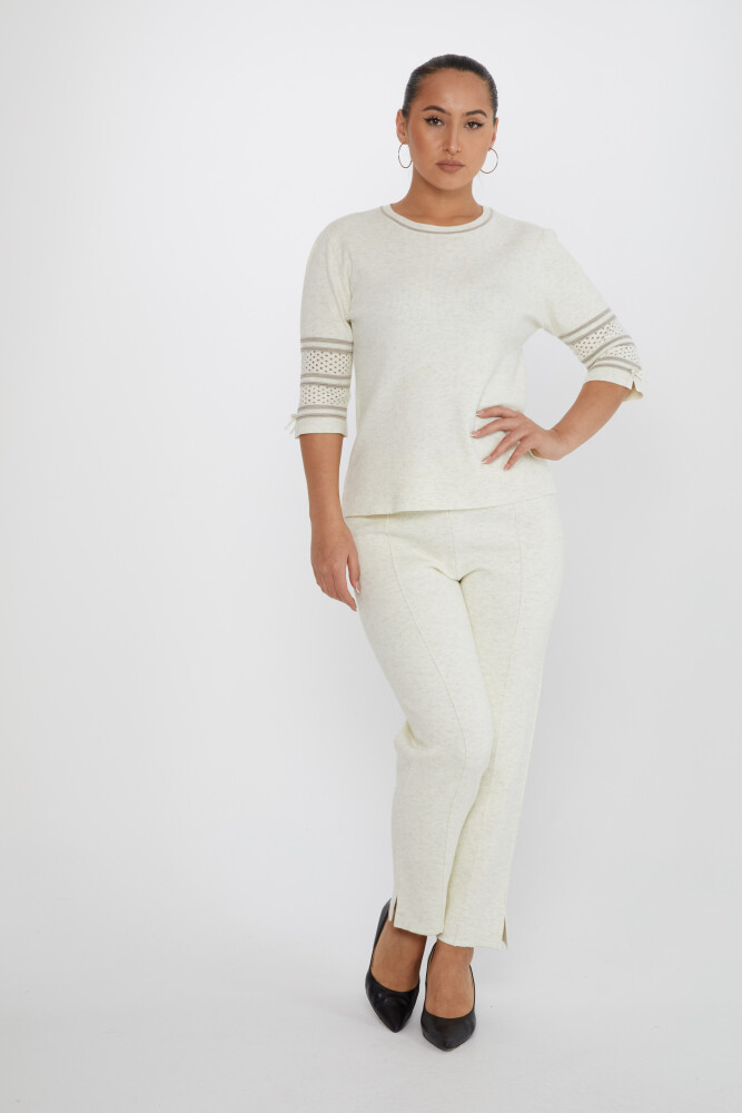 Knitted Trousers Elastic Waist Ecru - 31527 | KAZEE (Set of 3 M-L-XL) - 1