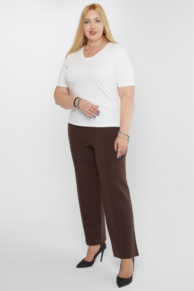 Knitted Trousers Glitter Detail Brown - 31376 | KAZEE (Set of 3 L-XL-2XL) - Kazee