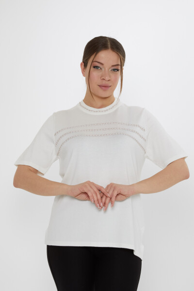 Knitted Sweater - American Style - Ecru - 30352 | KAZEE (Set of 4 L-XL-2XL-3XL) 