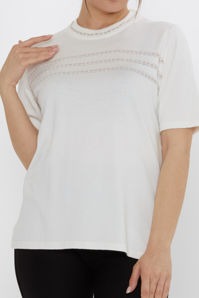 Knitted Sweater - American Style - Ecru - 30352 | KAZEE (Set of 4 L-XL-2XL-3XL) - 3