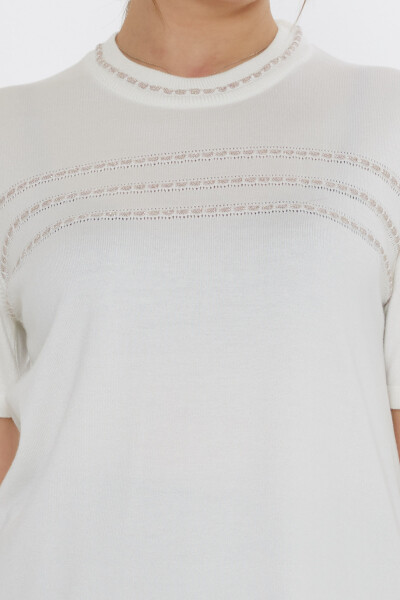 Knitted Sweater - American Style - Ecru - 30352 | KAZEE (Set of 4 L-XL-2XL-3XL) - 4