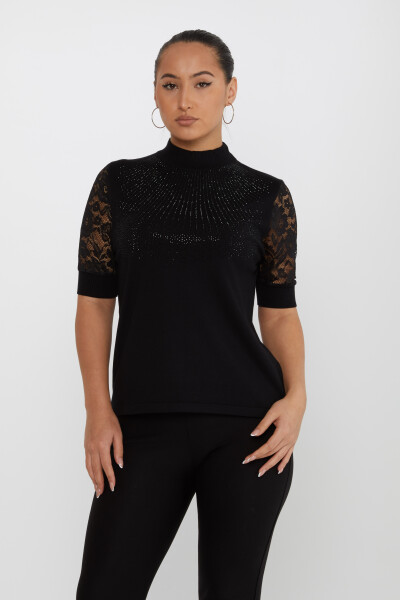 Knitted Sweater Lace Sleeve Black - 30959 | KAZEE (Set of 4 M-L-XL-2XL) - 2