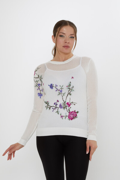 Knitted Sweater with Openwork Pattern, Ecru - 31163 | KAZEE (3-Piece Set S-M-L) 