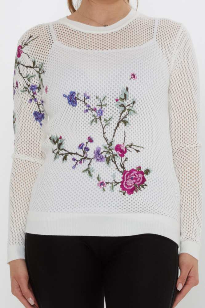 Knitted Sweater with Openwork Pattern, Ecru - 31163 | KAZEE (3-Piece Set S-M-L) - 3