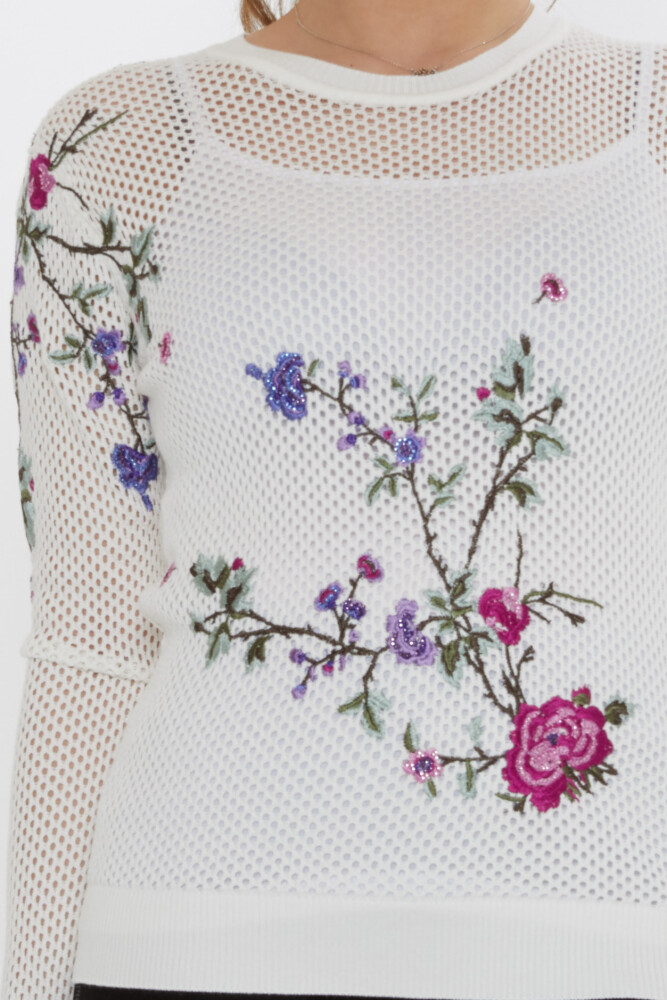 Knitted Sweater with Openwork Pattern, Ecru - 31163 | KAZEE (3-Piece Set S-M-L) - 4