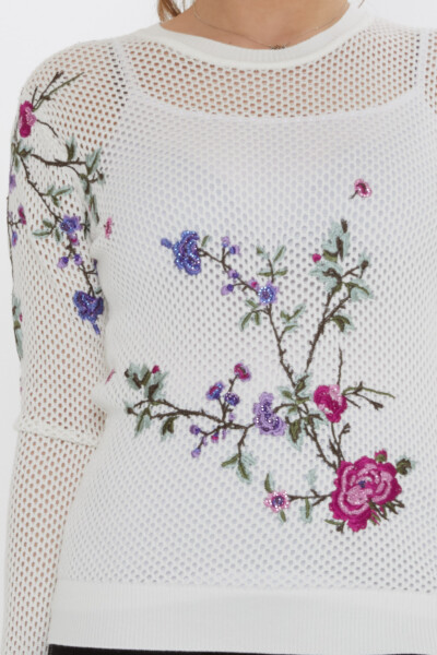 Knitted Sweater with Openwork Pattern, Ecru - 31163 | KAZEE (3-Piece Set S-M-L) - 4