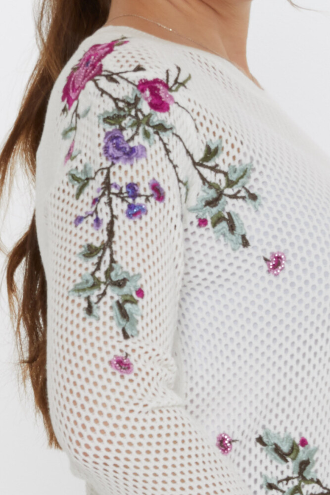 Knitted Sweater with Openwork Pattern, Ecru - 31163 | KAZEE (3-Piece Set S-M-L) - 6