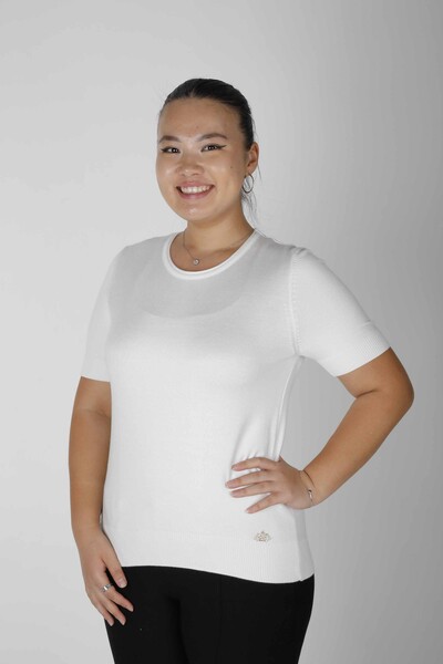 Knitted Sweater Short Sleeve Ecru - 15943 | KAZEE (Set of 3 S-M-L) 