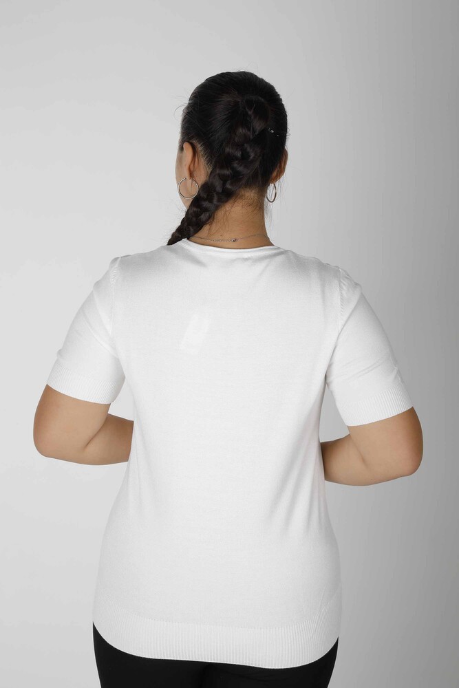 Knitted Sweater Short Sleeve Ecru - 15943 | KAZEE (Set of 3 S-M-L) - 3