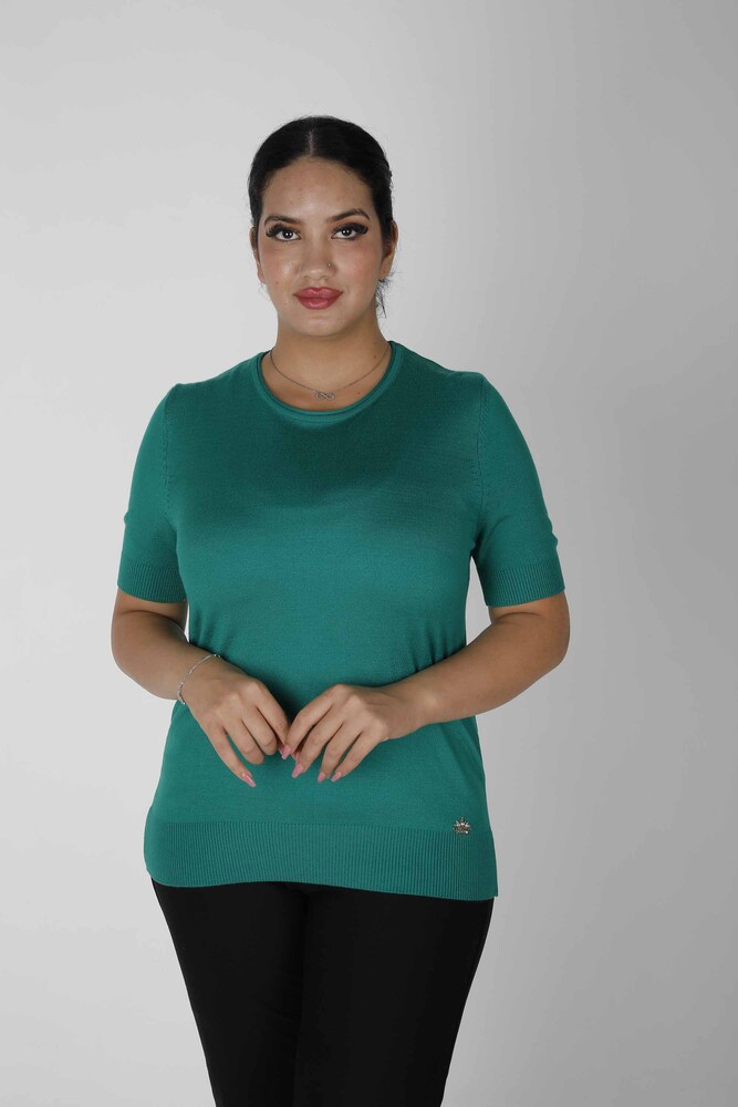 Knitted Sweater Short Sleeve Emerald - 15943 | KAZEE (Set of 3 S-M-L) - 1