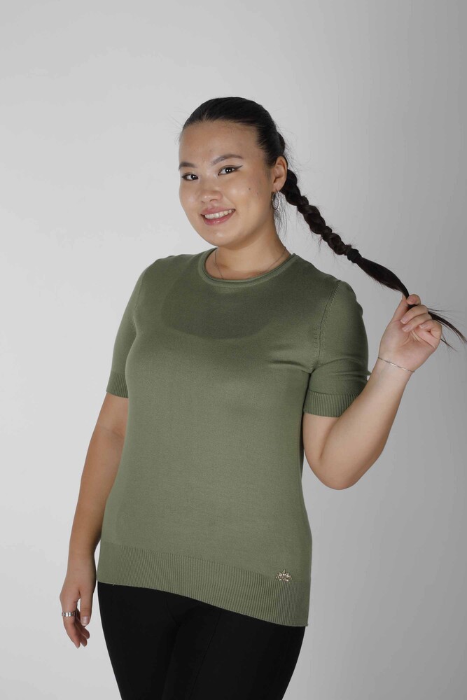 Knitted Sweater Short Sleeve Khaki - 15943 | KAZEE (Set of 3 S-M-L) - 1