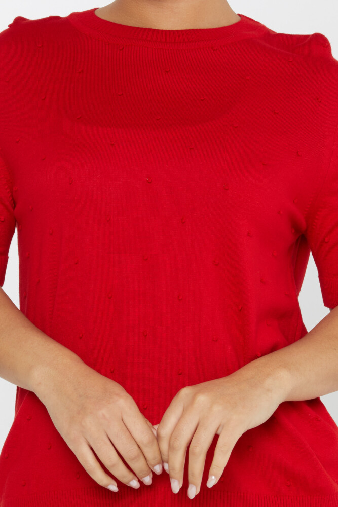 Knitted Sweater Short Sleeve Red - 30131 | KAZEE (Set of 4 M-L-XL-2XL) - 3