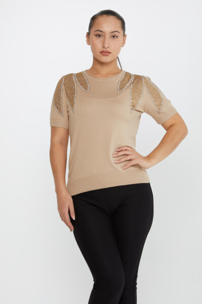 Knitwear Sweater Shoulder Stone Embroidered Mink - 30792 | KAZEE (Set of 4 M-L-XL-2XL) - 2