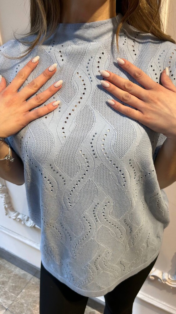 Knitted Sweater Stone Embellished - Mint - 31920 | KAZEE (3-Piece Set L-XL-2XL) - 3