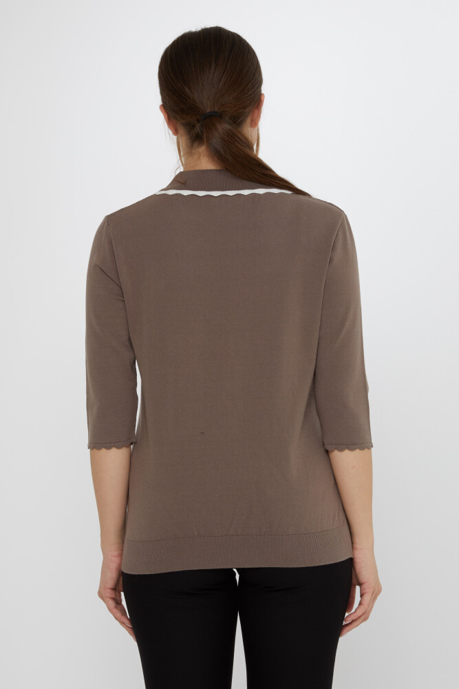 Knitwear Sweater with Swan Brooch Dark Mink-Ecru - 31814 | KAZEE (Set of 3 M-L-XL) - 5