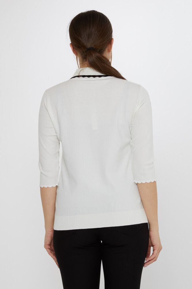 Knitwear Sweater with Swan Brooch Ecru-Black - 31814 | KAZEE (Set of 3 M-L-XL) - 5