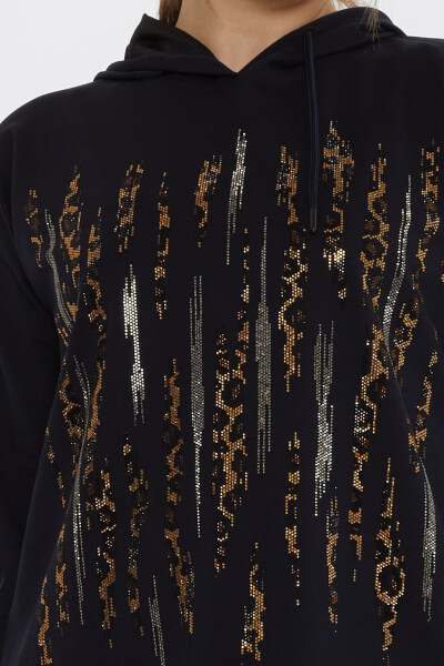 Komplet dresowy Leopard Stone haftowany granatowy - 17901 | KAZEE (zestaw 3 sztuk M-L-XL) - 6