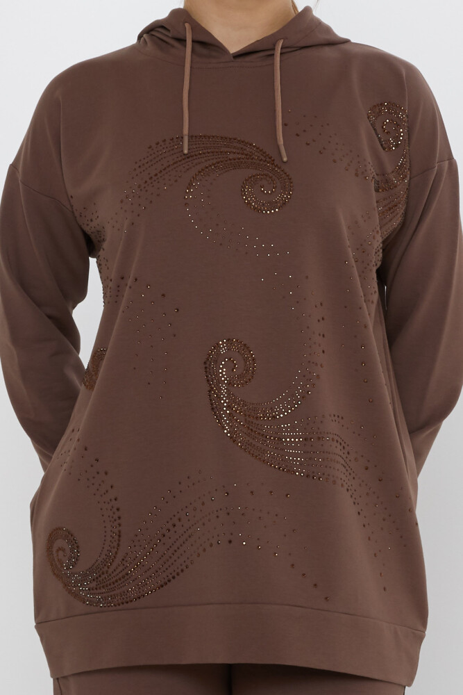 Komplet dresowy z kapturem Brązowy - 17896 | KAZEE (zestaw 3 sztuk M-L-XL) - 4