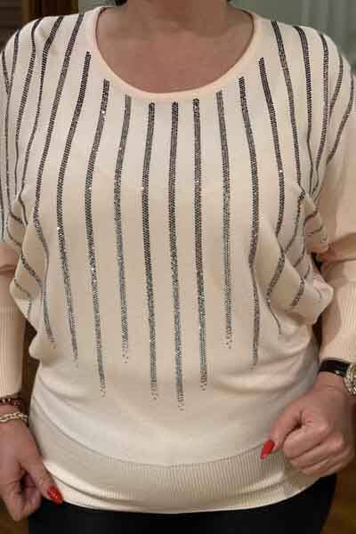 Wholesale bat arm front Shiny Stone embroidered knitwear