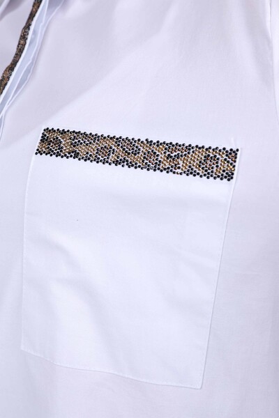 قميص نسائي بالجملة نمر نسائي مزخرف بحجر مطرز - 20023 | كازي - Thumbnail