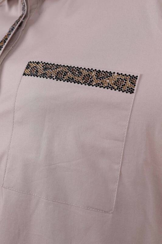 قميص نسائي بالجملة نمر نسائي مزخرف بحجر مطرز - 20023 | كازي