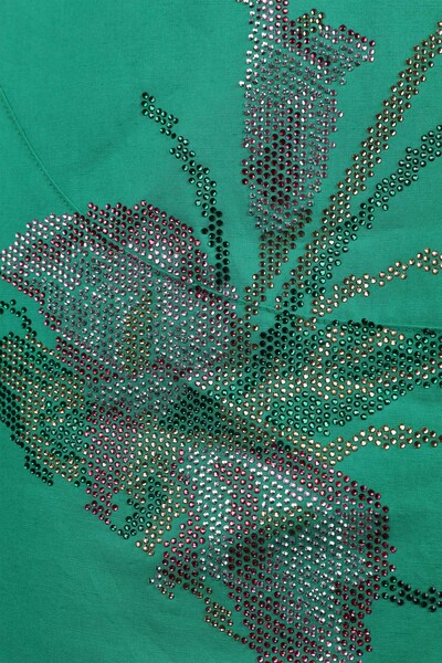 قميص نسائي بالجملة مطرز بالزهور مطرز بالحجر - 17053 | كازي - Thumbnail