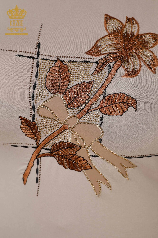 بلوزة نسائية - مطرزة بأحجار المنك - 79011 | كازي - 4