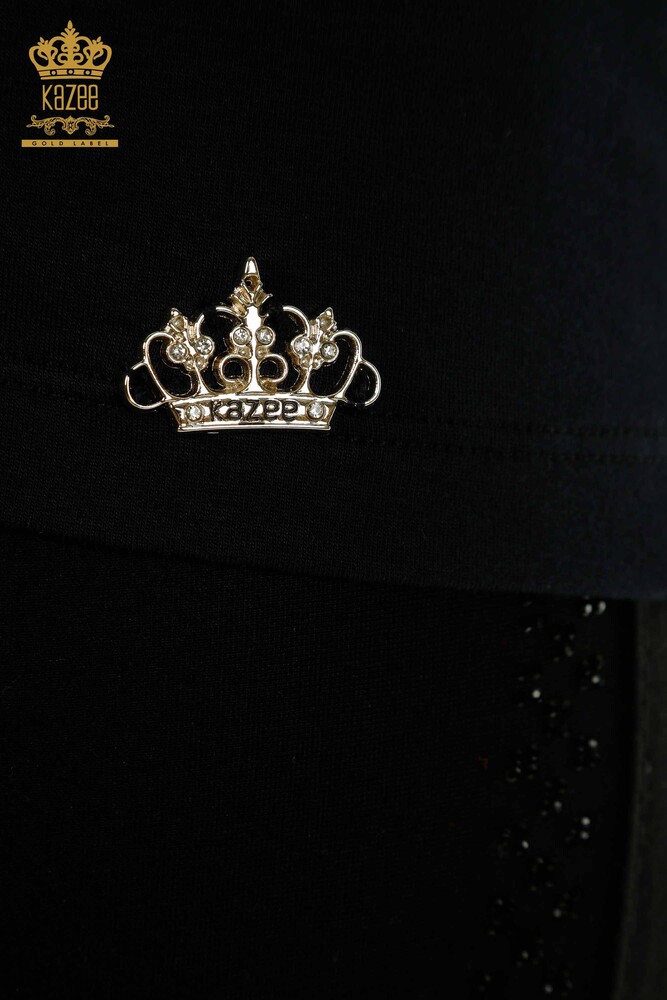 بلوزة حريمي - أساسي - مع شعار - كحلي - 79190 | كازي - 5