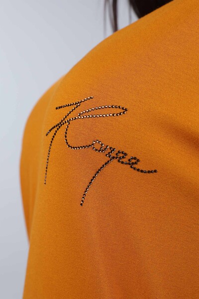قميص نسائي برقبة على شكل حرف V من القطن الممشط بأكمام طويلة - 77866 | كازي - Thumbnail