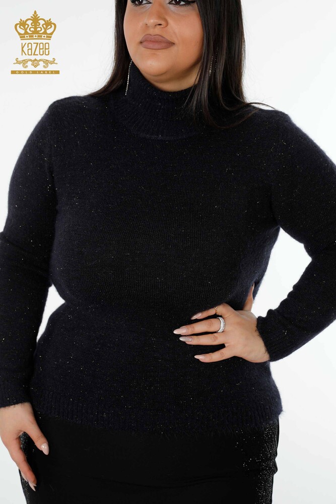 سترة نسائية تريكو نسائية - كحلي لامع - 19077 | كازي - 2