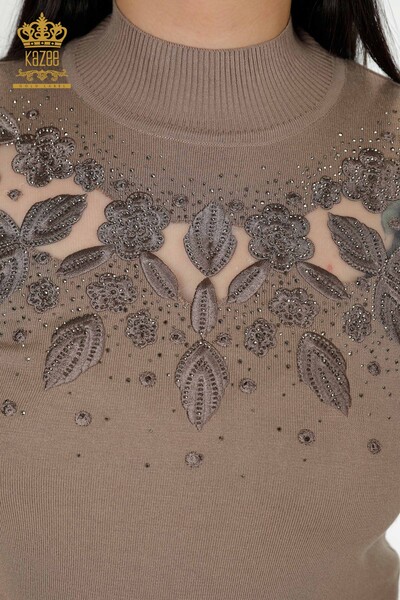 كنزة تريكو نسائية بالجملة تول تفاصيل مينك - 30123 | كازي - 3