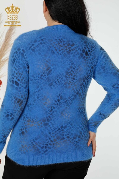 كنزة تريكو نسائية بالجملة أزرق أنجورا - 18982 | كازي - 6