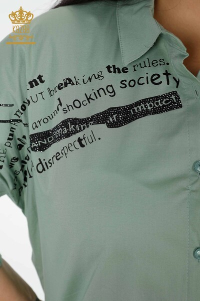 قميص نسائي بالجملة مطرز بالنعناع - 20095 | كازي - Thumbnail