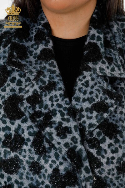 معطف نسائي - معطف نسائي مزين بنقشة جلد الفهد - 19132 | كازي - Thumbnail