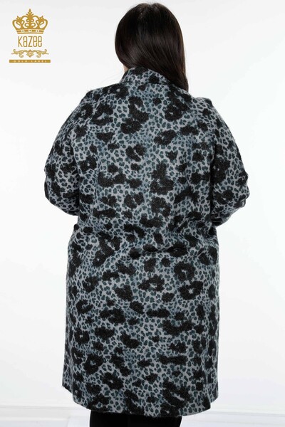 معطف نسائي - معطف نسائي مزين بنقشة جلد الفهد - 19132 | كازي - Thumbnail