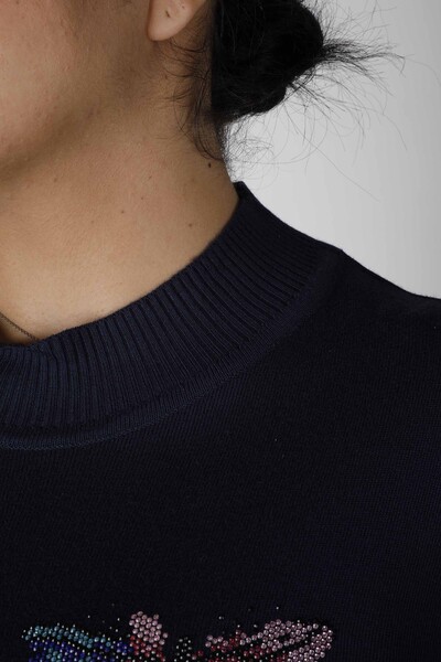 Maglieria Maglione Tasca Con Motivo Pietra Blu Navy - 30473 | KAZEE (Set da 4 L-XL-2XL-3XL) - 4