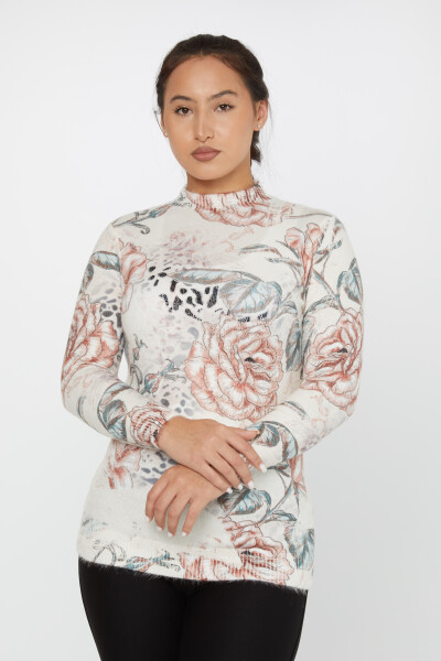 Maglieria Angora Motivo Floreale Ecru - 50001 | KAZEE (Set di 2 S-M) - Kazee