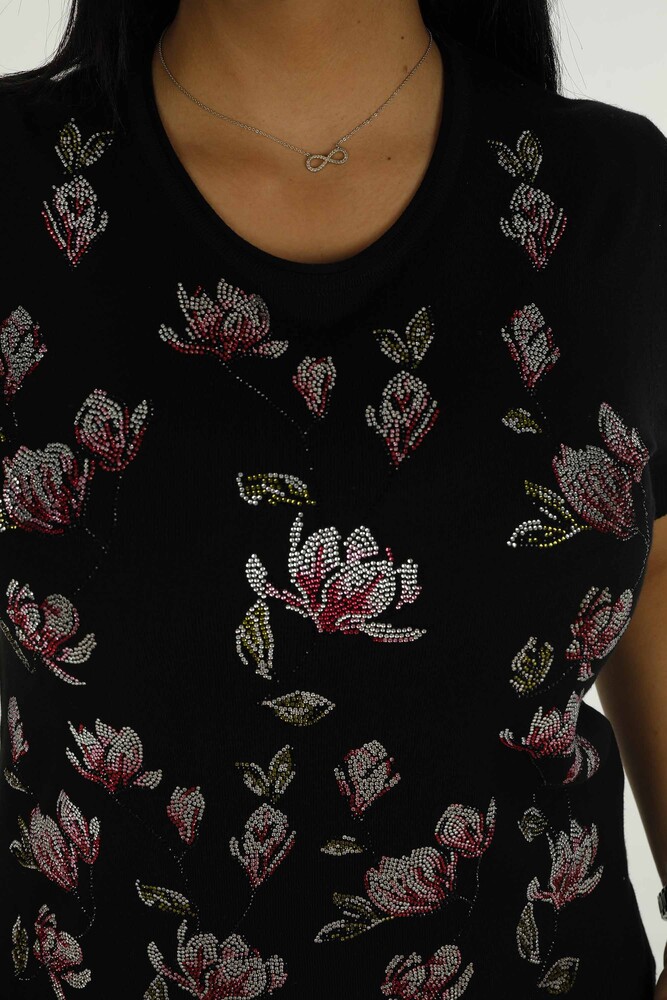 Maglieria Stoned girocollo manica corta nera - 30481 | KAZEE - 4