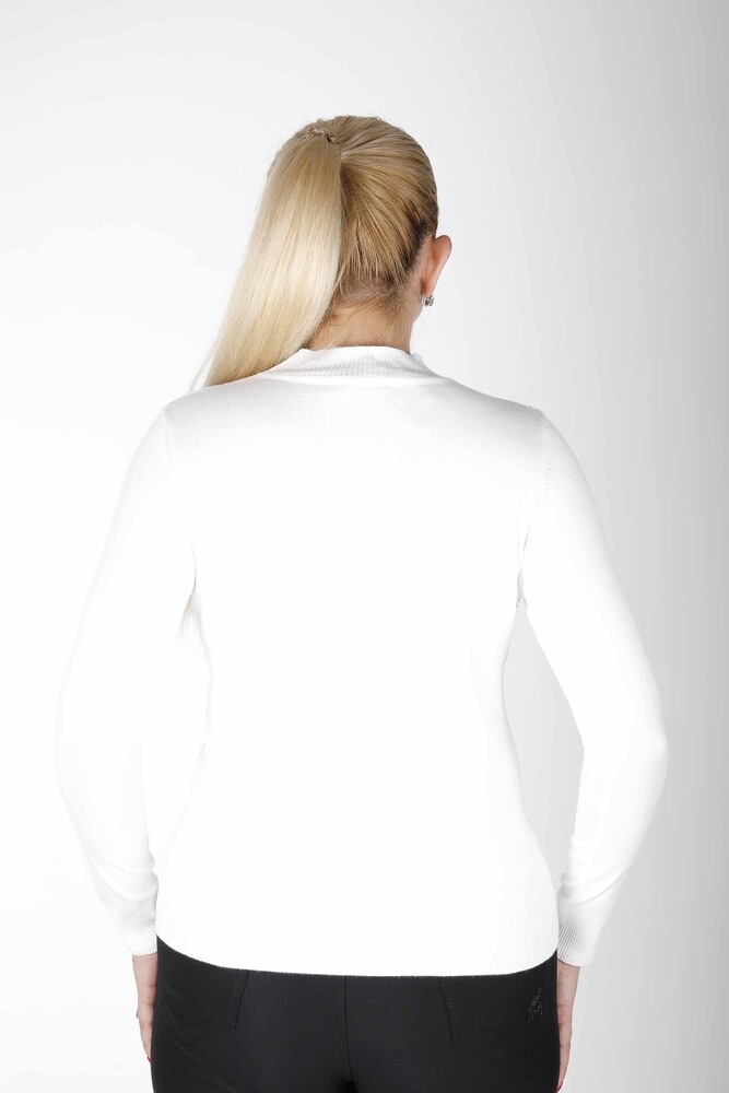 Maglieria Maglia Ricamata Pietra Colorata Ecru - 30593 | KAZEE (Set da 4 M-L-XL-2XL) - 5